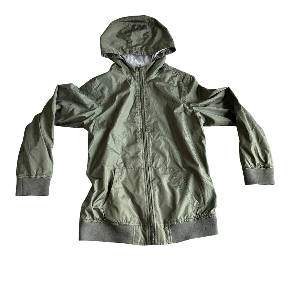 Old Navy Kids Green Hooded Lightweight Zip Up Jacket Size XL 14 16
